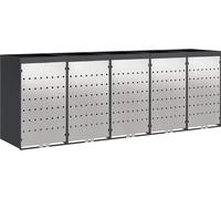 vidaXL Chariot à poubelles pour 5 poubelles, en acier, anthracite