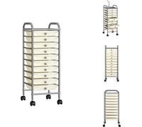 vidaXL Chariot à tiroirs avec 10 tiroirs Blanc Plastique - Chariots & Diables