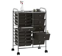 vidaXL Chariot à tiroirs XXL avec 15 tiroirs noir plastique
