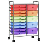 vidaXL Chariot à tiroirs XXL avec 15 tiroirs Plastique multicolore