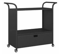 vidaXL Chariot de Bar avec Tiroir Chariot de Rangement Chariot Roulant de Service Jardin Patio Cuisine Extérieur Noir 100x45x97 cm Résine Tressée