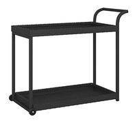 vidaXL Chariot de Bar Chariot de Rangement Chariot Roulant de Service Jardin Patio Cuisine Extérieur Noir 100x45x83 cm Résine Tressée