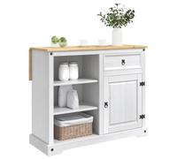 vidaXL Chariot de Cuisine 2 pcs Blanc et Cire de Miel Pin Massif, Chariot de Cuisine, Unité Mobile Authentique, Rangement Intérieur Pratique, Organizer Élégant