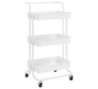 vidaXL Chariot de Cuisine 3 Niveaux Etagère de Cuisine Chariot de Service Desserte à roulettes Chariot de Ménage Blanc 42x35x85 cm Fer et ABS