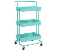 vidaXL Chariot de Cuisine 3 Niveaux Etagère de Cuisine Chariot de Service Desserte à roulettes Chariot de Ménage Turquoise 42x35x85 cm Fer et ABS