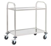 vidaXL Chariot de Cuisine à 2 Niveaux Desserte à roulettes Chariot de Service Chariot de Bar Table Console à roulettes Hôtel Restaurant Maison 95x45x83,5 cm Acier