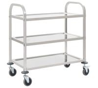 vidaXL Chariot de cuisine à 3 niveaux 96,5x55x90 cm Acier inoxydable