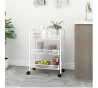 vidaXL Chariot de cuisine à 3 niveaux Blanc 46x26x64 cm Fer 336323
