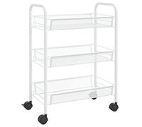 vidaXL Chariot de cuisine à 3 niveaux – Fer – Blanc 46x26x64 cm