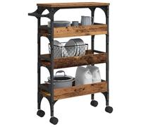 vidaXL Chariot de cuisine Bois Ancien 53 x 20 x 76 cm, Chariot de cuisine, mobile et durable, idéal pour le service, le rangement, avec roulettes, pour votre garde-manger