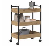 vidaXL Chariot de cuisine chêne artisanal 50×30×70 cm – métal, roulettes verrouillables