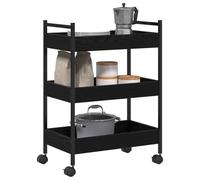 vidaXL Chariot de Cuisine Chêne Noir 50 x 30 x 70 cm Bois d'ingénierie, Chariot de Cuisine Moderne, Chariot Rectangulaire en Bois, Unité Mobile, Rangement Durable à roulettes