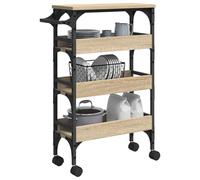 vidaXL Chariot de Cuisine Chêne Sonoma 53 x 20 x 76 cm, Chariot de Cuisine Moderne, Chariot Mobile Résistant avec Grand Rangement, Organisateur Pratique pour Repas
