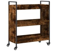 vidaXL Chariot de Cuisine, Étagère avec Roues, Chariot de Service, Meuble de Rangement Salon Salle de Bain Intérieur, Chêne Fumé Bois d'Ingénierie