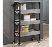 vidaXL Chariot de Cuisine, Étagère de Rangement, Chariot de Service avec Roulettes, Organisateur de Maison, Sonoma Gris Bois 842354