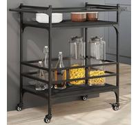vidaXL Chariot de cuisine noir 82x40x78,5 cm bois d'ingénierie