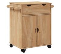 vidaXL Chariot de cuisine OTTA 59x45x80 cm Bois massif de pin - Étagère avec rangement, roulettes