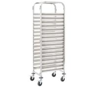 vidaXL Chariot de cuisine pour 16 plateaux 38x55x163 cm Inox