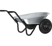 vidaXL Chariot de jardin argenté et noir, 80 litres, 120 kg, en acier galvanisé