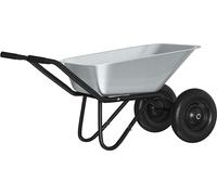 vidaXL Chariot de jardin argenté et noir, 80 litres, 120 kg, en acier galvanisé