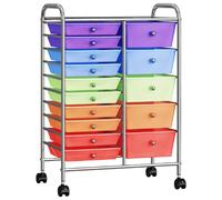 vidaXL Chariot à tiroirs XXL avec 15 tiroirs Plastique multicolore