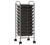 vidaXL Chariot à tiroirs avec 10 tiroirs noir plastique