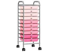 vidaXL Chariot de Rangement Mobile à 10 Tiroirs Chariot à Cosmétiques Panier de Bureau Salon de Beauté Coiffeur Maison Ombre Rose Plastique