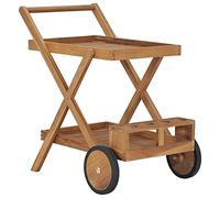 vidaXL Chariot de Service à Thé avec 4 Porte-Bouteilles 2 Niveaux en Bois de Teck Solide