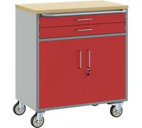 vidaXL, chariot de travail mobile avec roulettes, rouge et gris, 75 x 45 x 85 cm