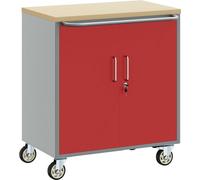 vidaXL, chariot de travail mobile avec roulettes, rouge et gris, 75 x 45 x 85 cm