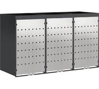 vidaXL Chariot porte-poubelles pour 3 poubelles 204 x 77,5 x 121,5 cm en acier