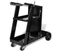 vidaXL Chariot de soudage Noir Chariot manuel avec 3 étagères