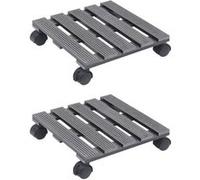 vidaXL Chariots à plantes 2 pcs Gris 30x30x7,5 cm WPC Gris G
