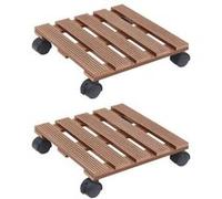 vidaXL Chariots à plantes - Marron - Lot de 2