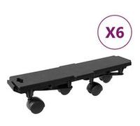 vidaXL Chariots de déménagement à 4 roues 6 pcs noir PP 170 kg, chariot à roues, chariot à meubles, plate-forme à roues, roues de déménagement Noir G