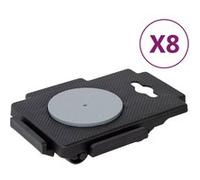 vidaXL Chariots de déménagement à 8 roues 8 pcs noir PP 150 kg Noir
