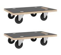 vidaXL Chariots de Transport Rectangulaire 2 pcs, Chariots de Déménagement pour Meuble, Chariots à Plateforme avec Roues, 50x35x11,5 cm 250 kg