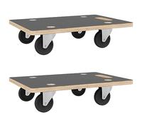 vidaXL Chariots de Transport Rectangulaire 2 pcs, Chariots de Déménagement pour Meuble, Chariots à Plateforme avec Roues, 80x55x11,5 cm 250 kg