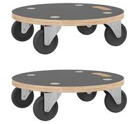 vidaXL Chariots de Transport Rond 2 pcs, Chariots de Déménagement pour Meuble, Chariots à Plateforme avec Roues, Ø38x11,5 cm 250 kg