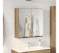 vidaXL Armoire à miroir de salle de bain chêne artisanal 64x20x66,5 cm, placard à miroir, armoire murale avec miroir, 856941