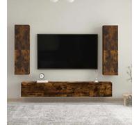 vidaXL Meuble TV Mural, Armoire de Télévision Suspendue, Colonne avec Rangement, Meuble Télé de Salon, Moderne, Chêne Fumé Bois d'Ingénierie