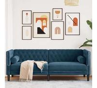 vidaXL Chesterfield 3 places - Bleu velours