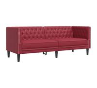 vidaXL Driezitsbank Chesterfield-stijl kunstleer wijnrood372670 Rouge G