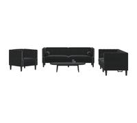 VIDAXL Chesterfield - Ensemble canapé avec traversins - Noir