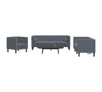 vidaXL Chesterfield Ensemble - Gris foncé