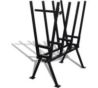vidaXL Chevalet Sciage Revêtu Poudre Support Chevalet à Bûche Jardin Terrasse Noir G