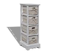 vidaXL Chiffonnier en Bois Colonial Blanc avec 4 paniers