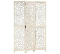 vidaXL Cloison de séparation 3 Panneaux Blanc 120x165 cm Bois manguier