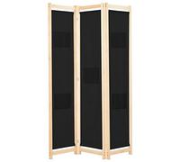 Cloison de séparation 3 panneaux Noir 120x170x4 cm Tissu Noir G