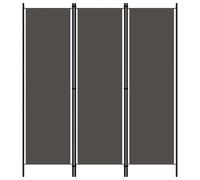 vidaXL Cloison de séparation 3 panneaux Noir 150x180 cm autoportante en fer à cadre recouvert de poudre et de tissu, idéale pour l'intimité de la chambre ou la décoration intérieure Anthracite